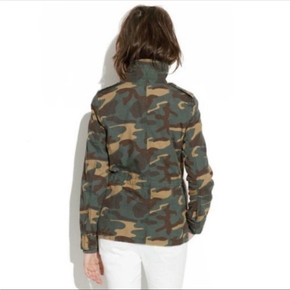 Madewell Outbound Camouflage Button Front Utility Jacket Olive Green Tan Brown - Picture 4 of 14